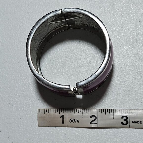Retro Pink Enamel Silver Hinged Metal Bangle Cuff Bracelet Fashion Jewelry Women - Picture 4 of 4